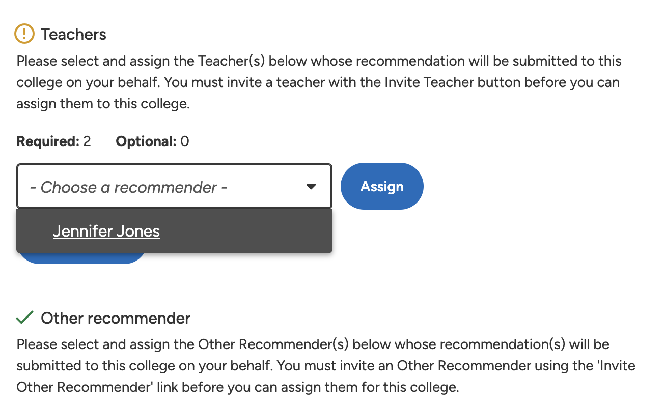 How do I assign my recommenders?